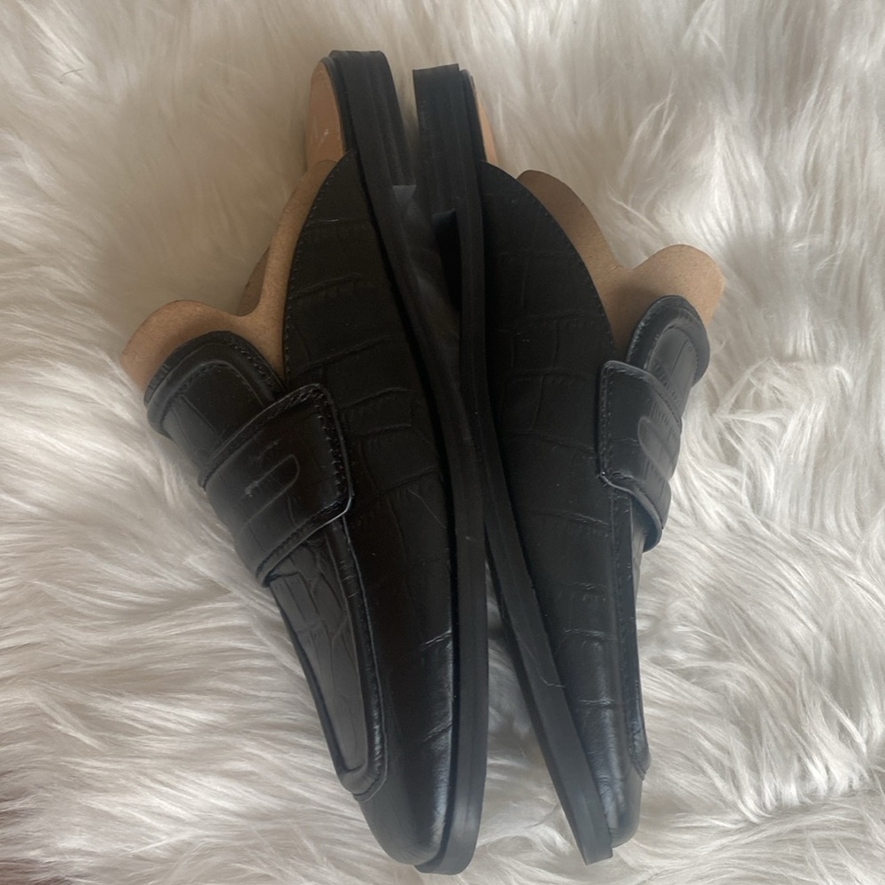 Marc Fisher LTD Flyta Leather Slip on Loafers Black Shoes - Picture 4 of 9